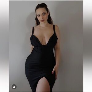 FashionNova Black Low Cut Dress
